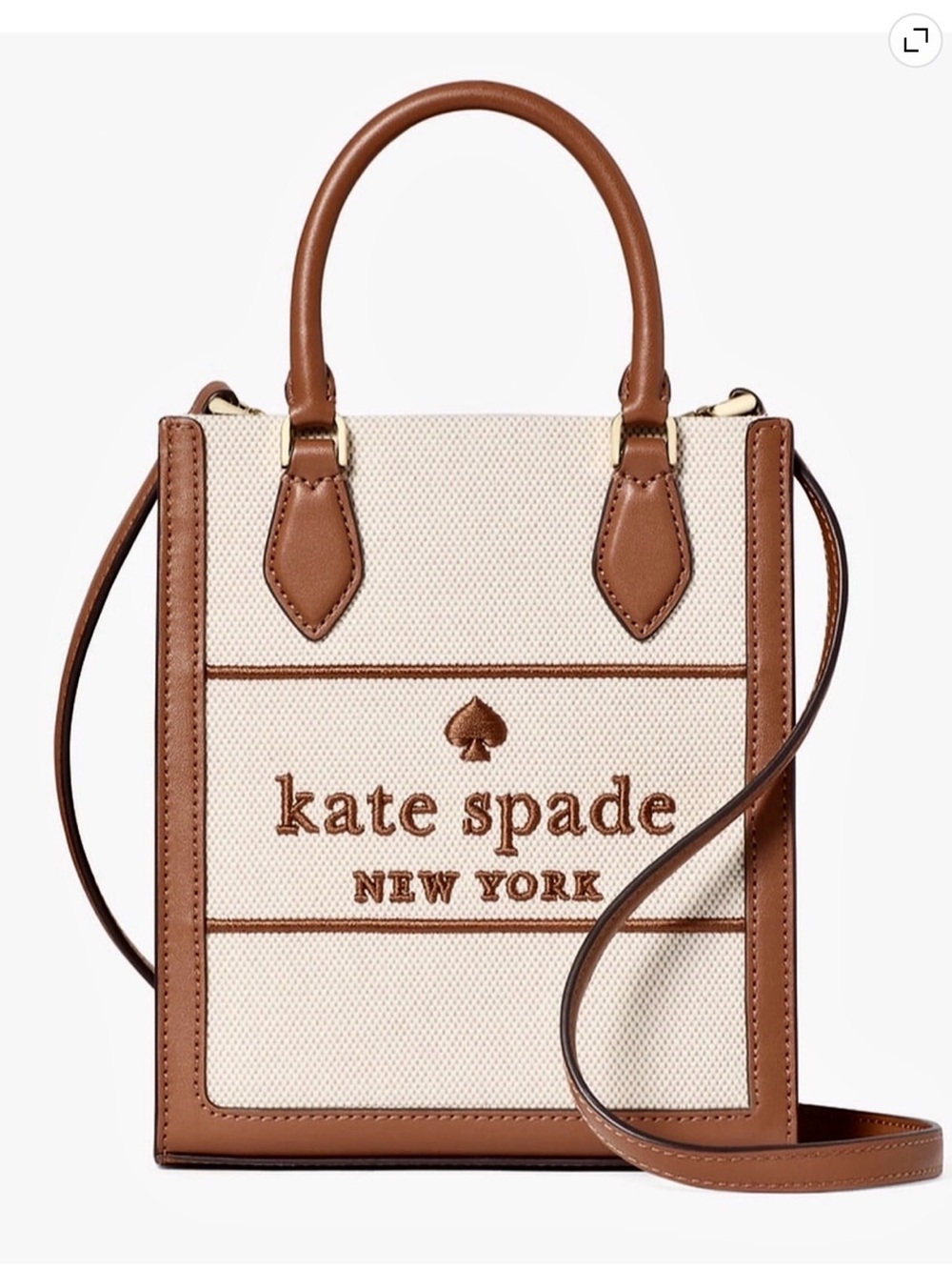 kate spade Cream and Brown Mini Crossbody Tote